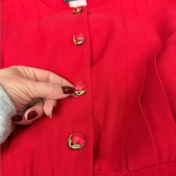 Vintage Red Long Sleeve Button Front Jumpsuit Size 10 Molly Malloy Petite - Picture 10 of 15